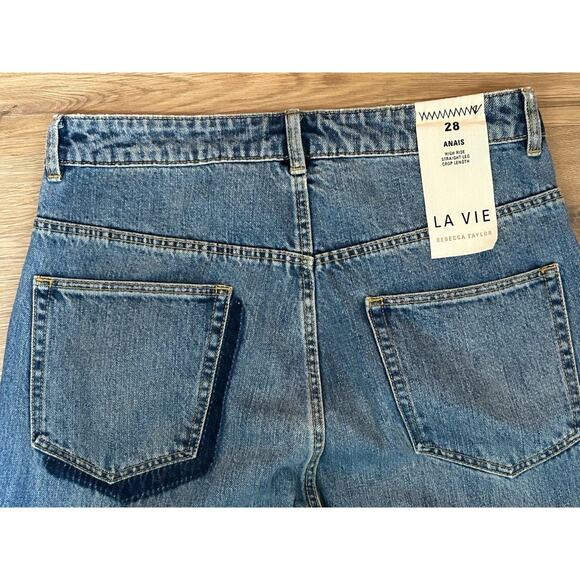 NWT $235 La Vie Rebecca Taylor Anais Straight Leg Patchwork Jeans - Size 28 - Picture 5 of 10